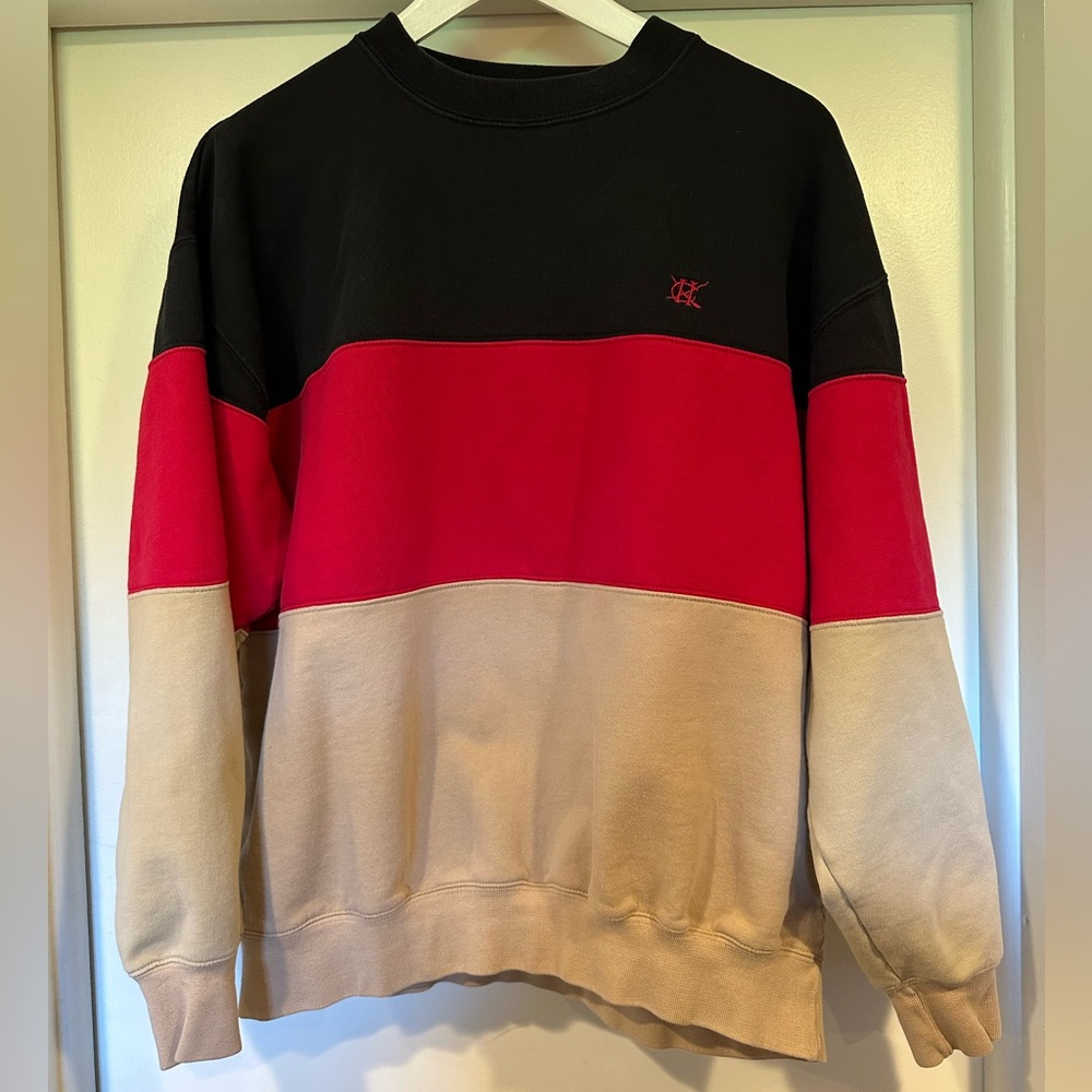 Vintage Hunt Club Pullover Crewneck Sweatshirt Size M Colorblock Tan/Red/Black